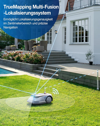 ECOVACS GOAT G1-800 Mhroboter ohne Begrenzungskabel 800㎡, Rasenmher Roboter mit TrueMapping-Multifusionslokalisierung, Hindernisvermeidung, 16-Zonen-Management, 45% Steigung, Videomanager