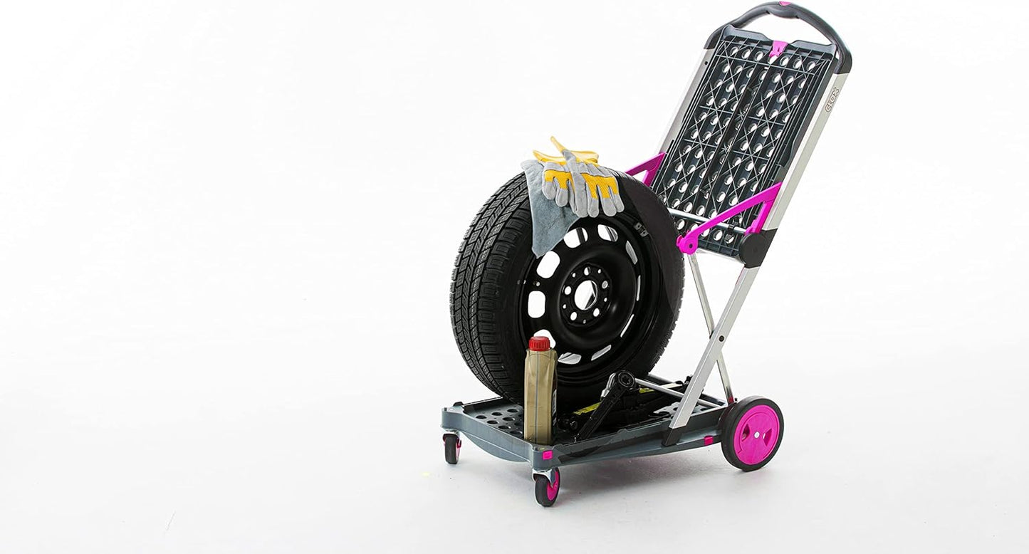 Vielseitig einsetzbare, funktionale, zusammenklappbare Karren | Mobiler Klappwagen | Einkaufswagen mit Aufbewahrungskiste (schwarz)