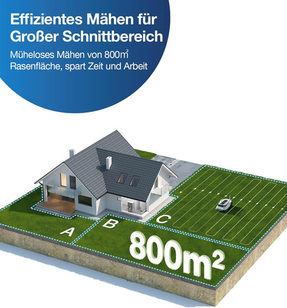 ECOVACS GOAT G1-800 Mhroboter ohne Begrenzungskabel 800㎡, Rasenmher Roboter mit TrueMapping-Multifusionslokalisierung, Hindernisvermeidung, 16-Zonen-Management, 45% Steigung, Videomanager