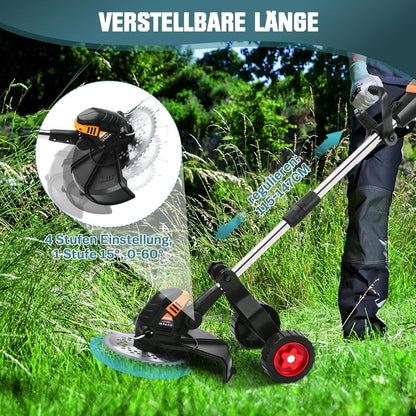 1200W Akku Rasentrimmer Kompatibel mit Makita-Akkus, 5-IN-1 Bürstenloser Elektrische Motorsense mit 3-Stufen-Geschwindigkeitsregelung, Freischneider Akku mit 5 Klingentypen und Unkrautbürste