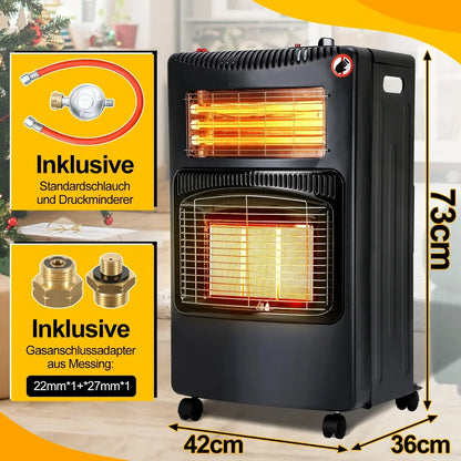 Sonnewelt Gasheizung 4200w und 1260w Gas-Elektro-Heizgert mit Gasdruckregler, Gasschlauch, Gasflaschen Adapter