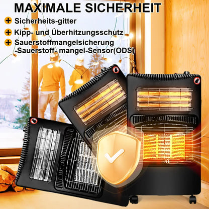 Sonnewelt Gasheizung 4200w und 1260w Gas-Elektro-Heizgert mit Gasdruckregler, Gasschlauch, Gasflaschen Adapter