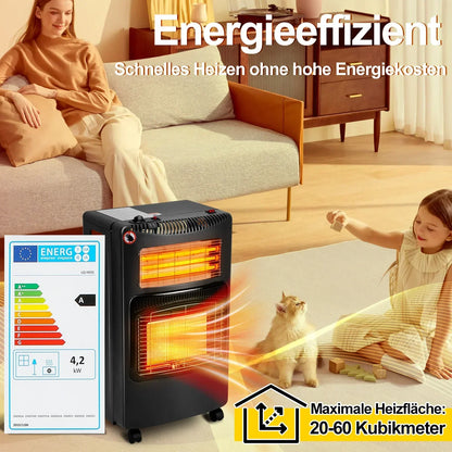 Sonnewelt Gasheizung 4200w und 1260w Gas-Elektro-Heizgert mit Gasdruckregler, Gasschlauch, Gasflaschen Adapter