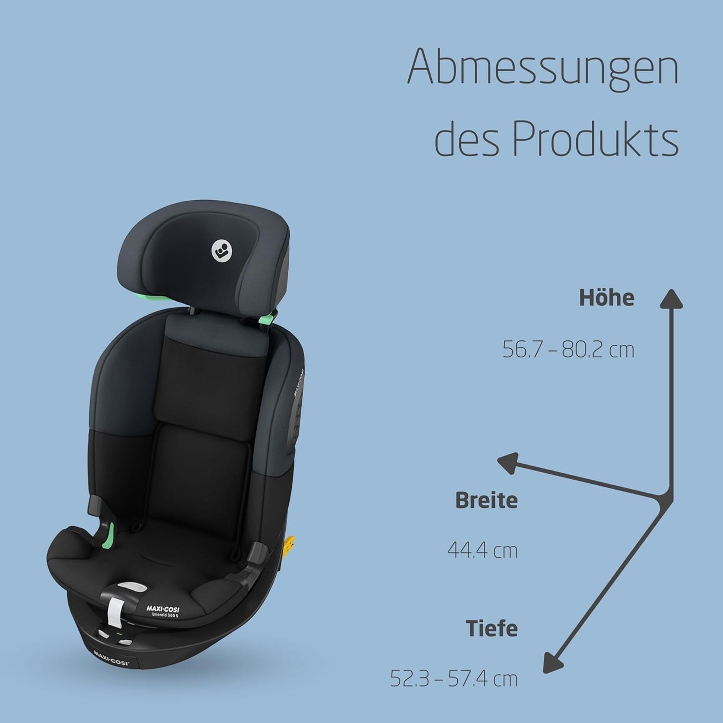 Maxi-Cosi Titan S i-Size, Mitwachsender Kindersitz, 15Monate–12Jahre (76–150cm), ISOFIX Kindersitz Auto, 5 Sitzpositionen, 13 Kopfstützenstufen, G-CELL-Schutz, 5-Punkt-Sicherheitsgurt, Tonal Black